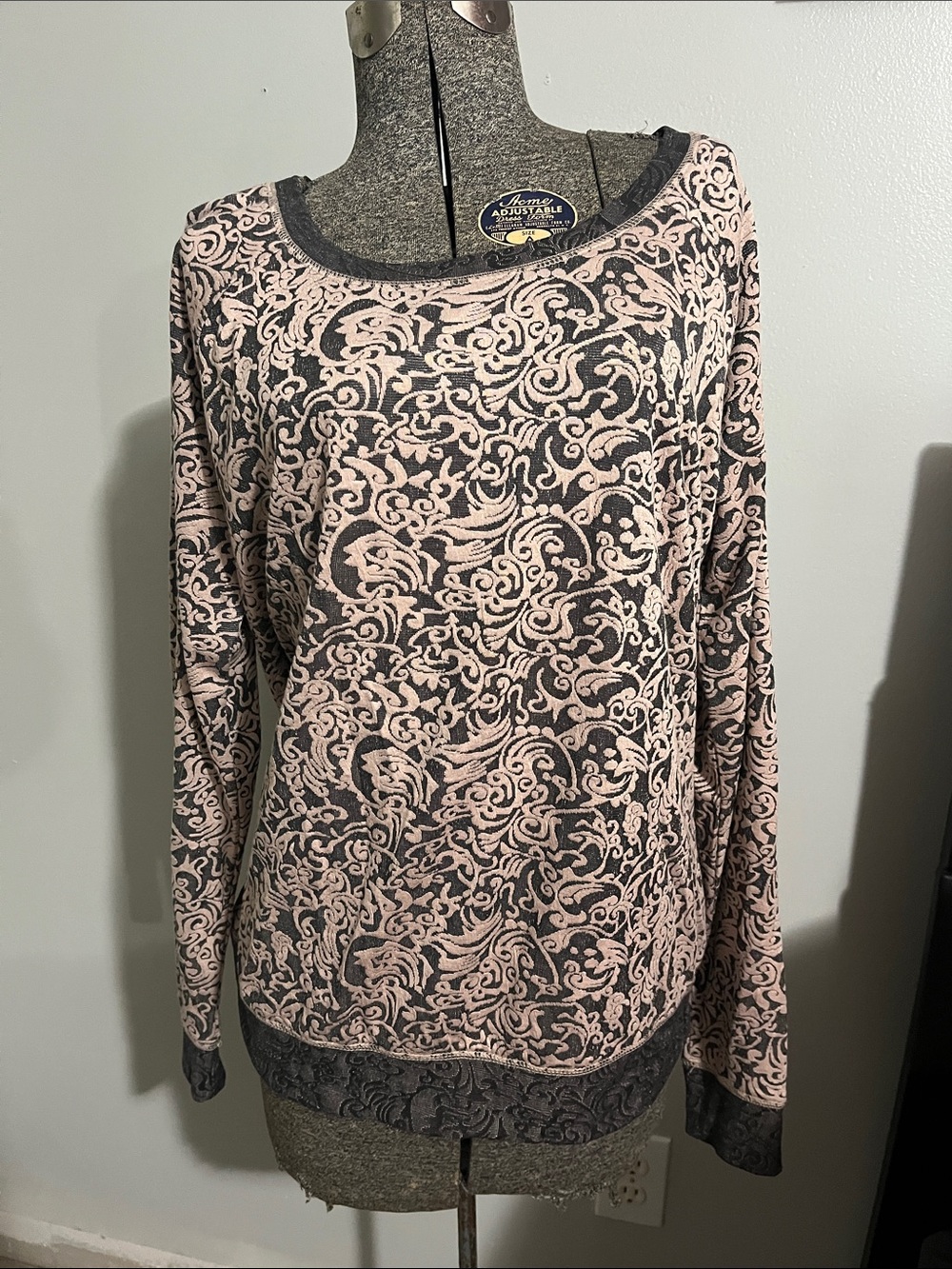 Maurices Pink and Gray Long Sleeve Printed Tee